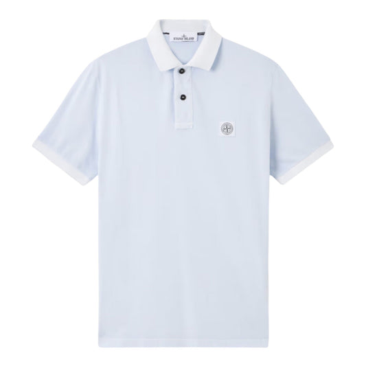 Stone Island Organic Cotton Elastane Pique Sky Blue Polo Shirt